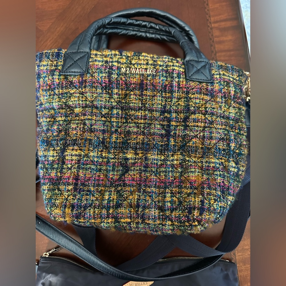 MZ Wallace The Metro Tote® Deluxe - Mini - Gold Multi Tweed Crossbody NWOT $258 - Picture 10 of 15